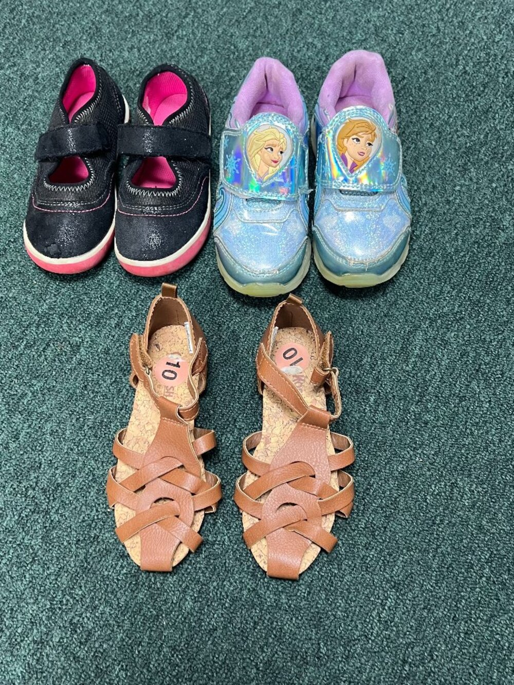toddler girl sandals size 10 frozen sneakers black & pink pumps shoe lot